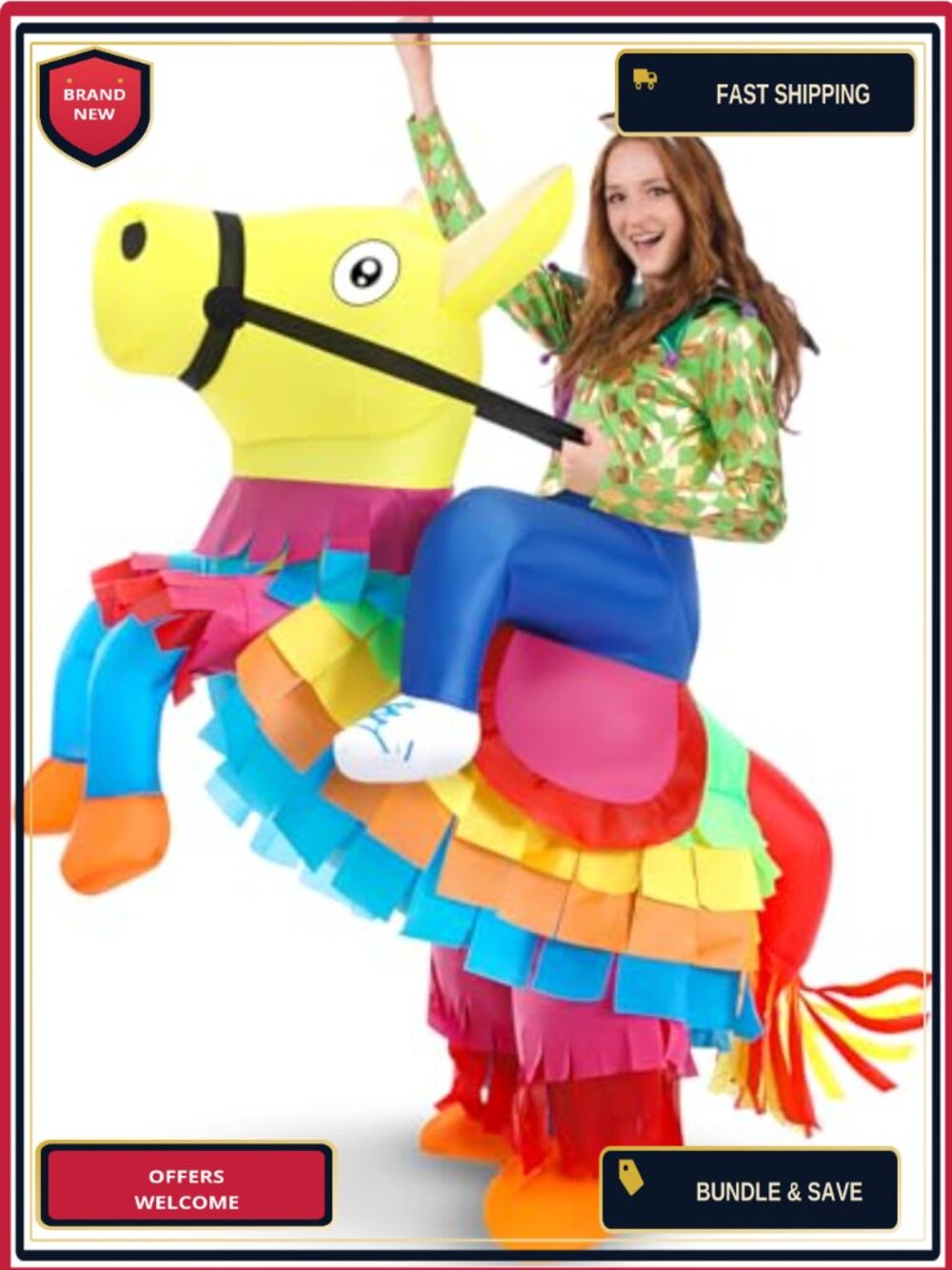 Inflatable Piñata Costume with Sombrero Mexican Unisex Ride On Fiesta Outfit